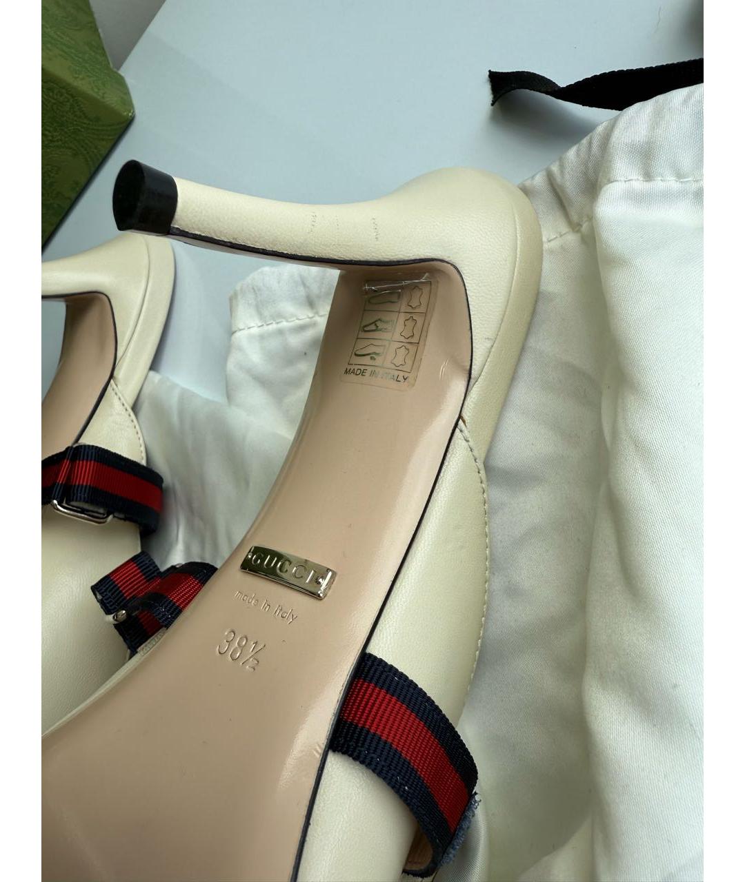 GUCCI Бежевые кожаные мюли, фото 6