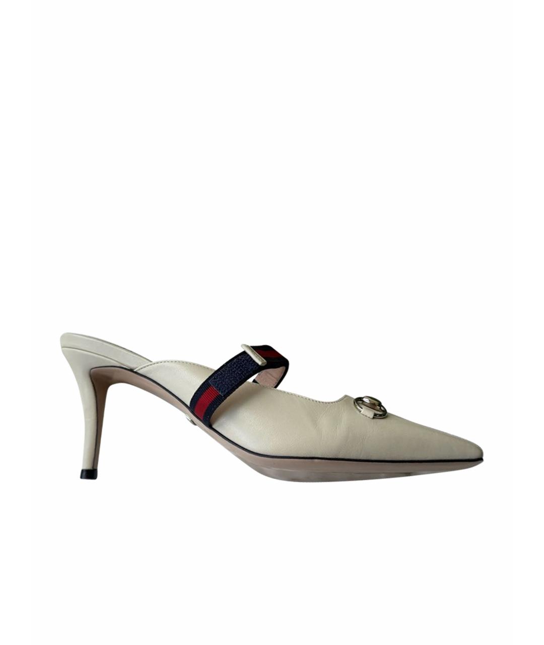 GUCCI Бежевые кожаные мюли, фото 1