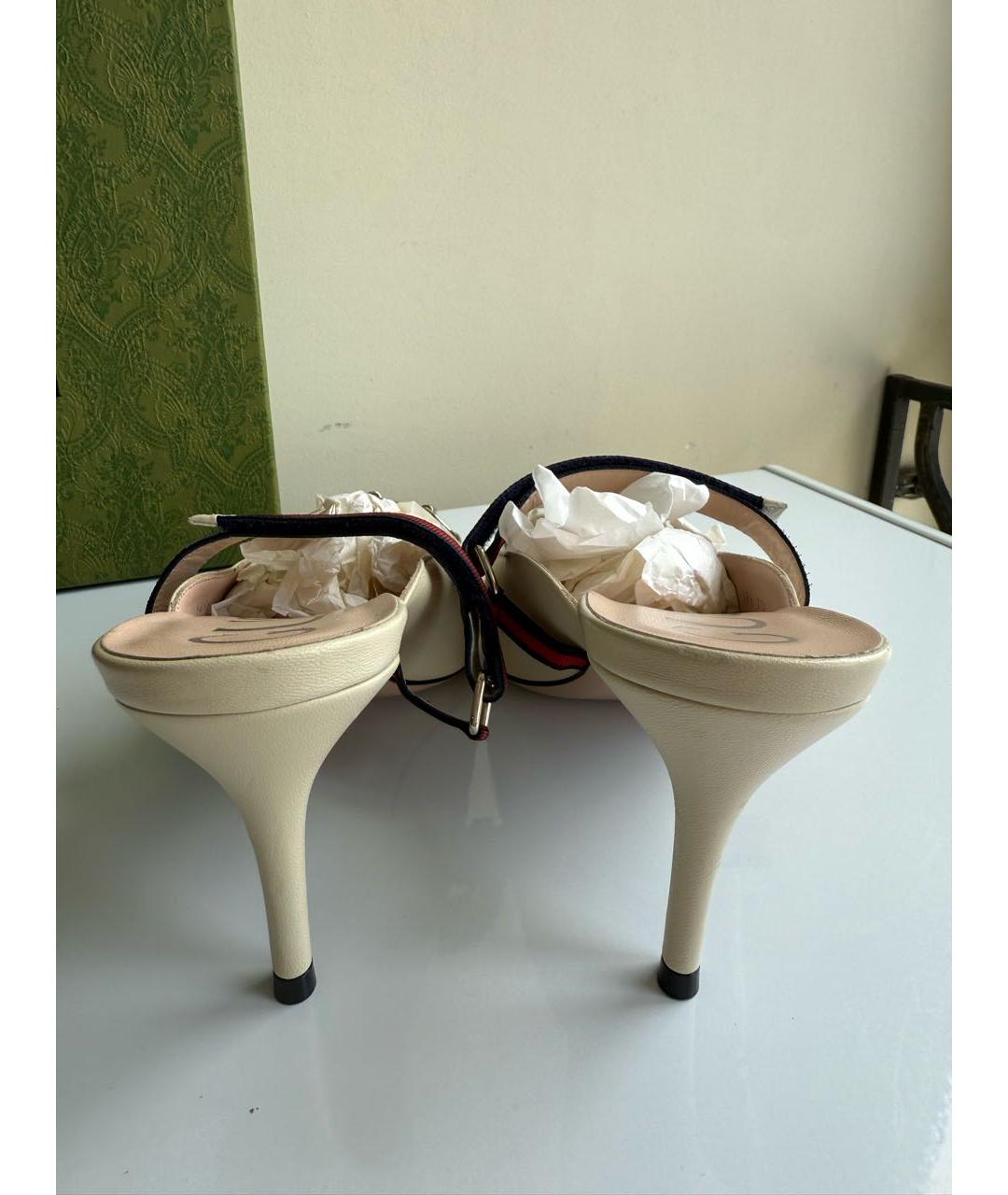 GUCCI Бежевые кожаные мюли, фото 4