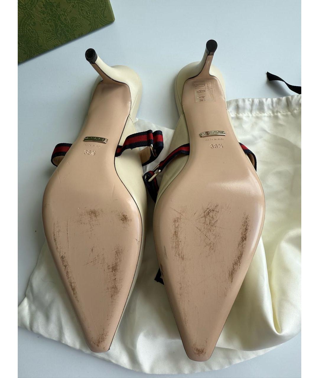 GUCCI Бежевые кожаные мюли, фото 7