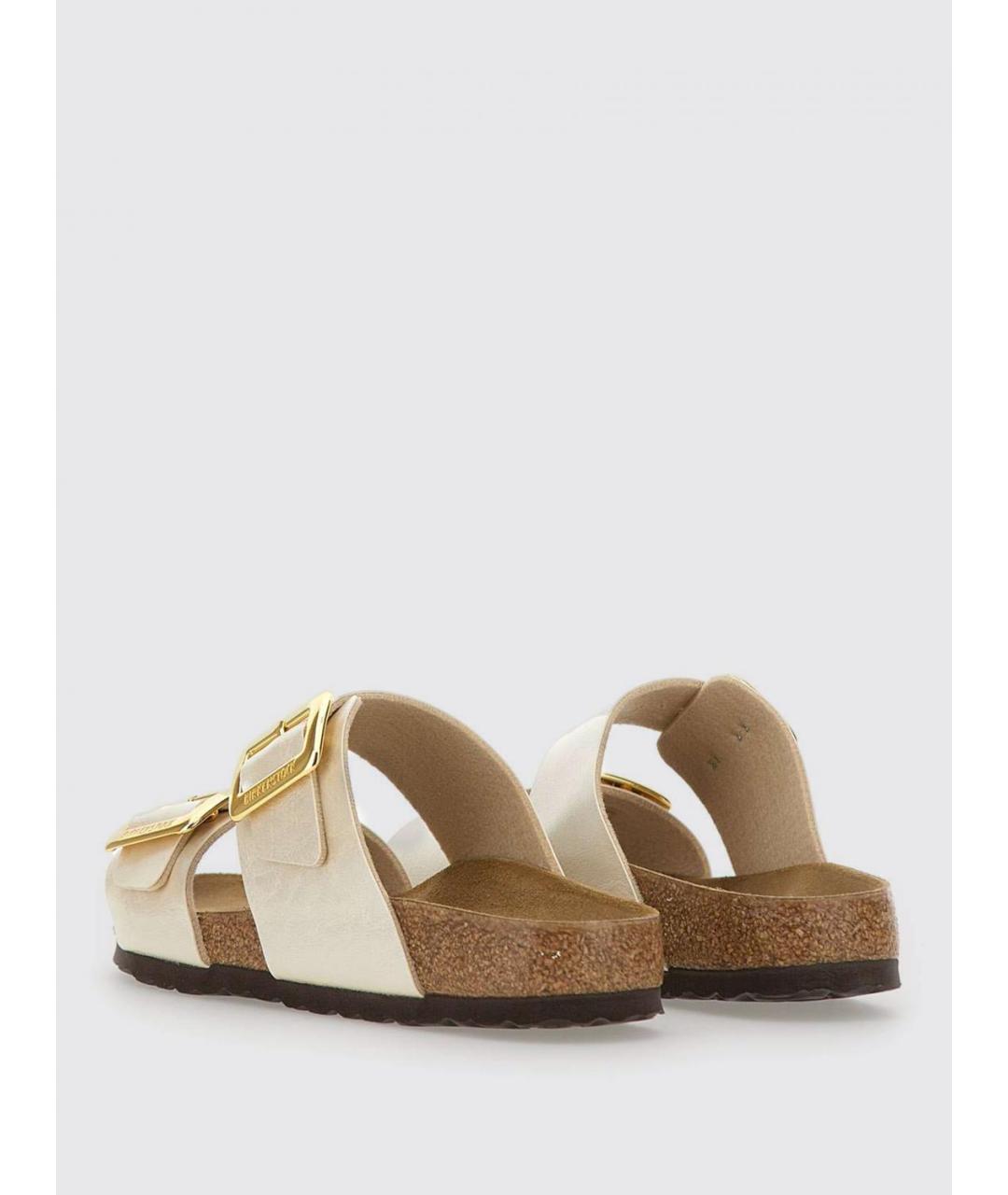 BIRKENSTOCK Золотые кожаные шлепанцы, фото 3