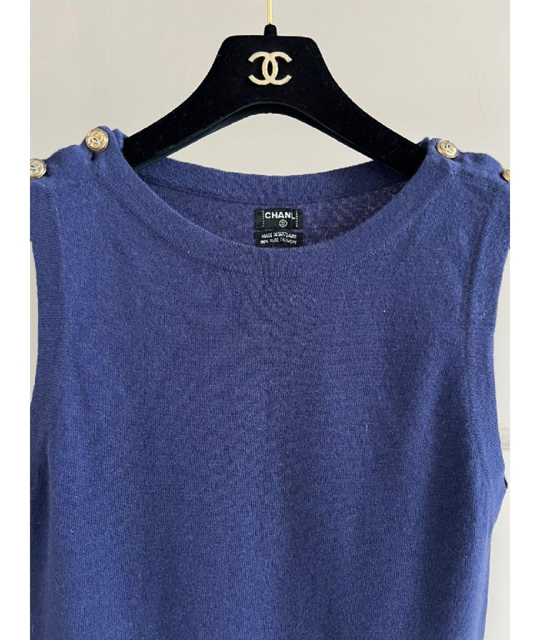 CHANEL Синяя хлопковая майка, фото 3