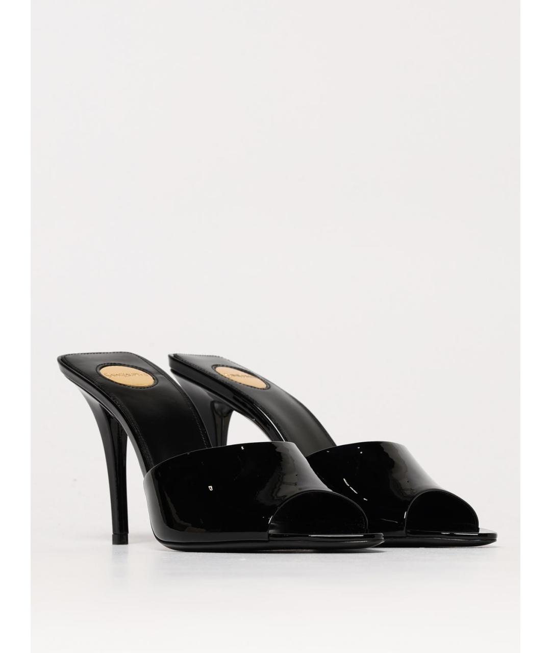 SAINT LAURENT Черные кожаные мюли, фото 2