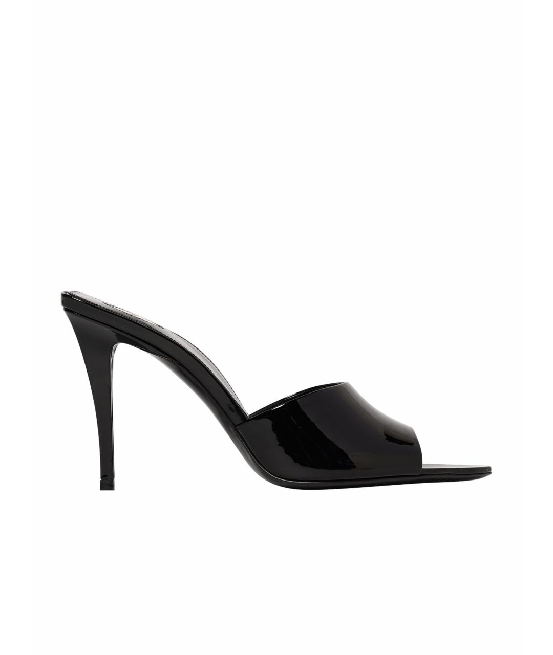 SAINT LAURENT Черные кожаные мюли, фото 1