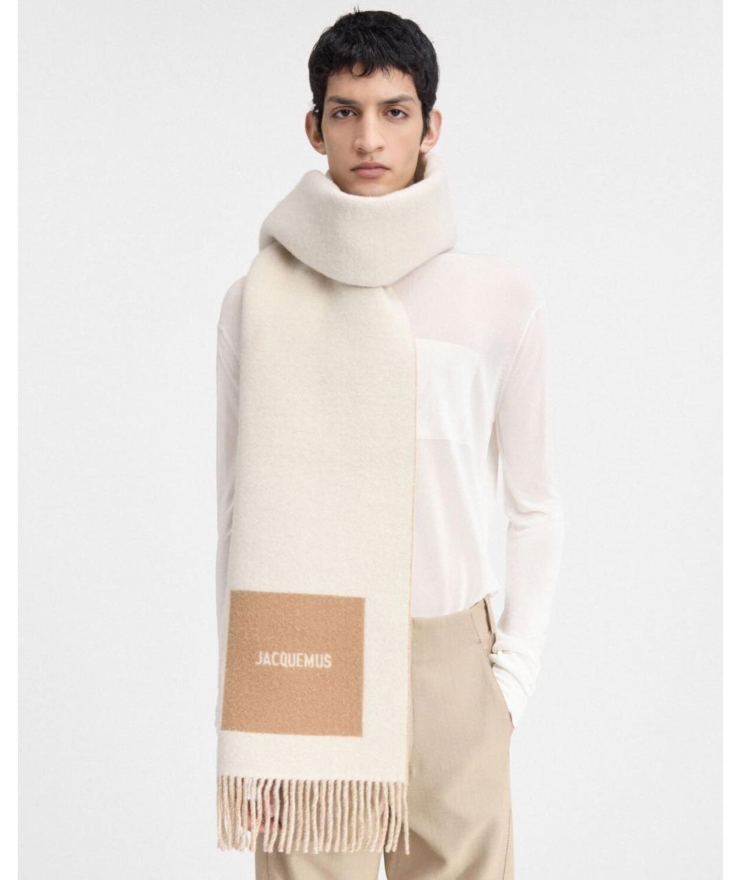 JACQUEMUS Бежевый шерстяной шарф, фото 4