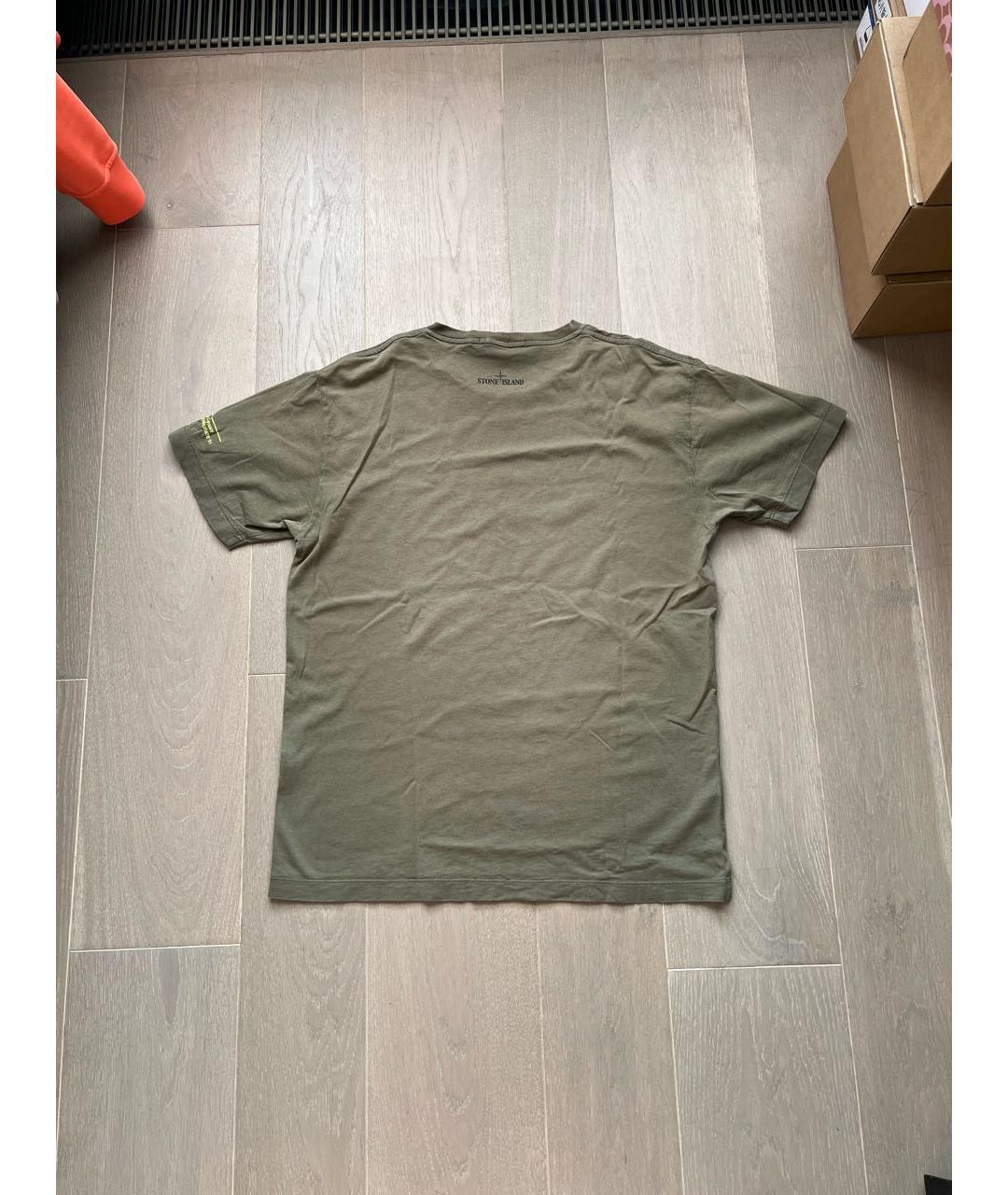 STONE ISLAND Хаки хлопковая футболка, фото 2