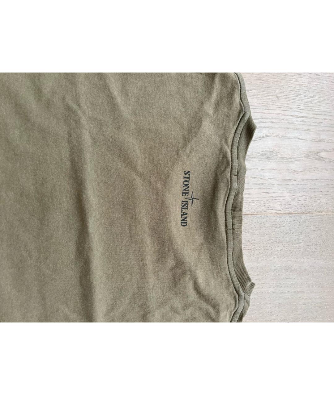 STONE ISLAND Хаки хлопковая футболка, фото 6