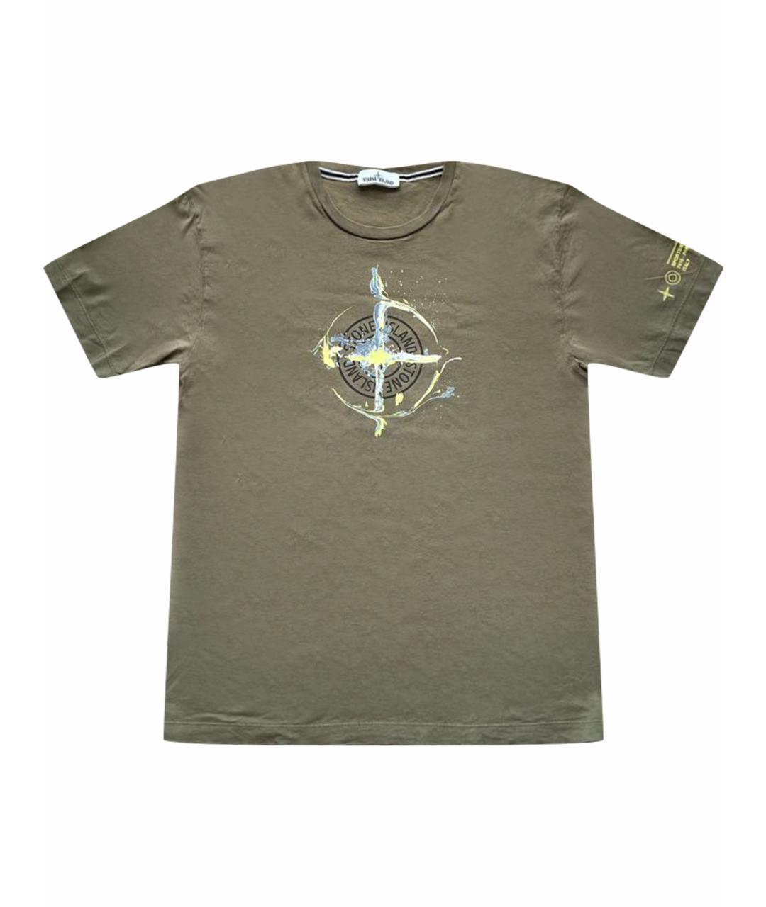 STONE ISLAND Хаки хлопковая футболка, фото 1