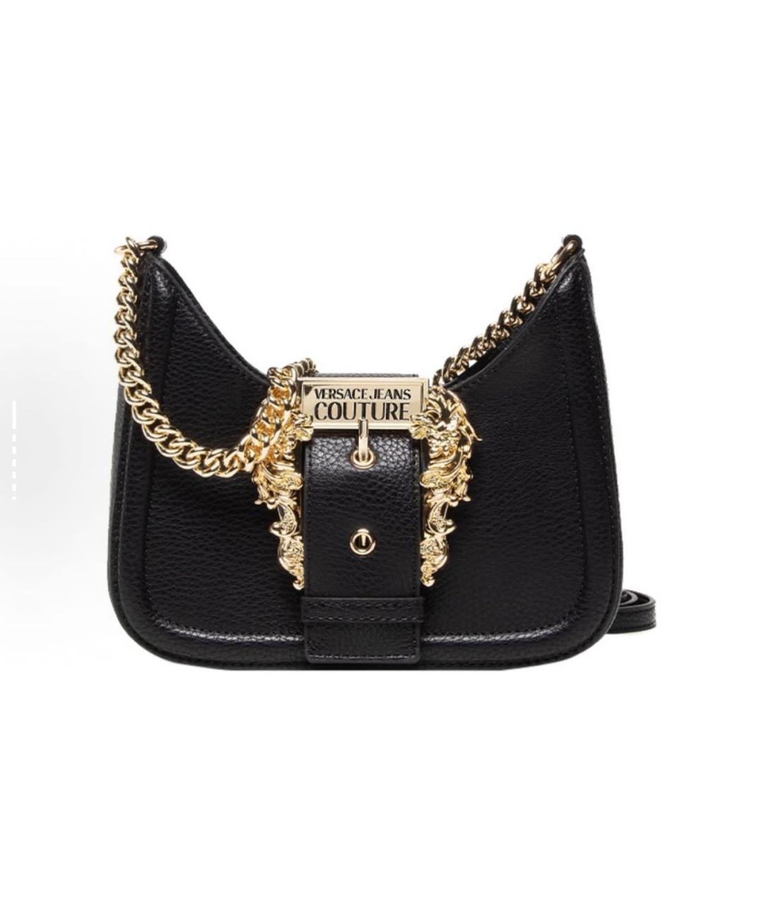 VERSACE JEANS COUTURE Черная кожаная сумка с короткими ручками, фото 7