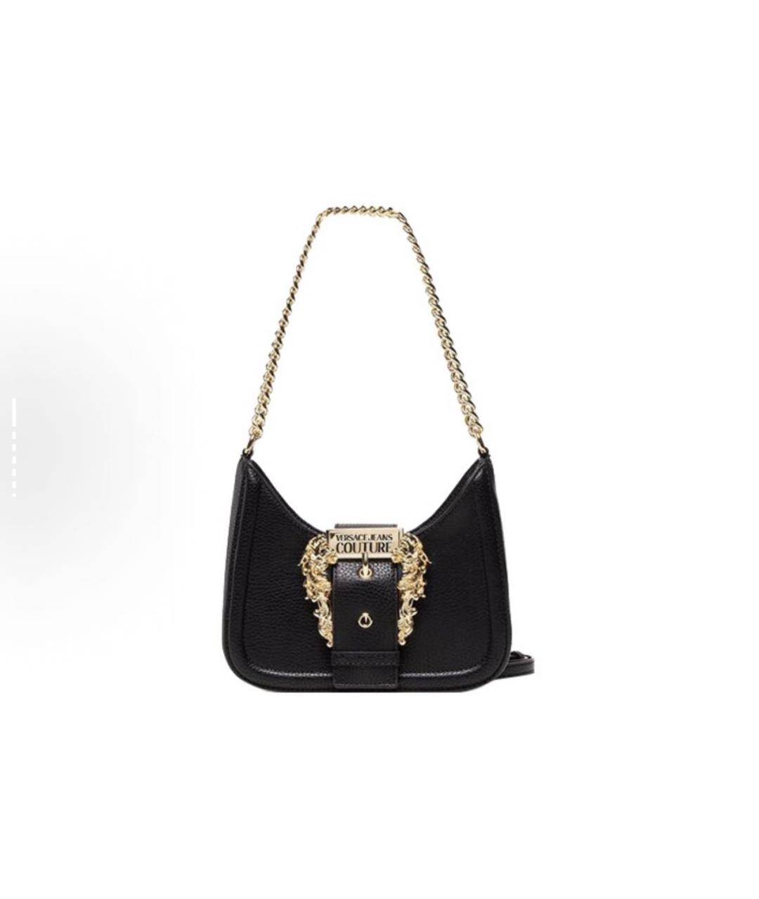 VERSACE JEANS COUTURE Черная кожаная сумка с короткими ручками, фото 2