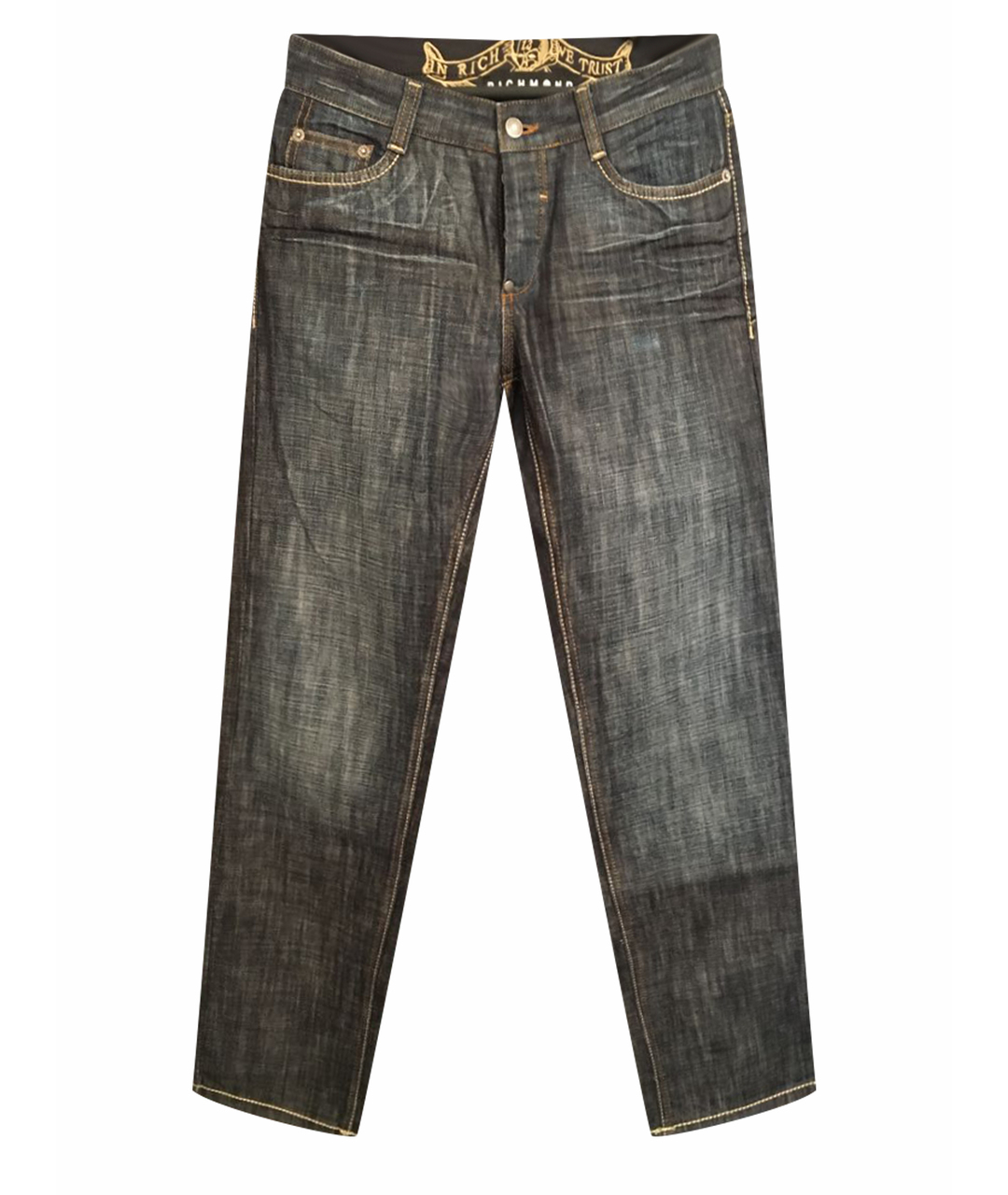 JOHN RICHMOND Серые хлопковые прямые джинсы, фото 1