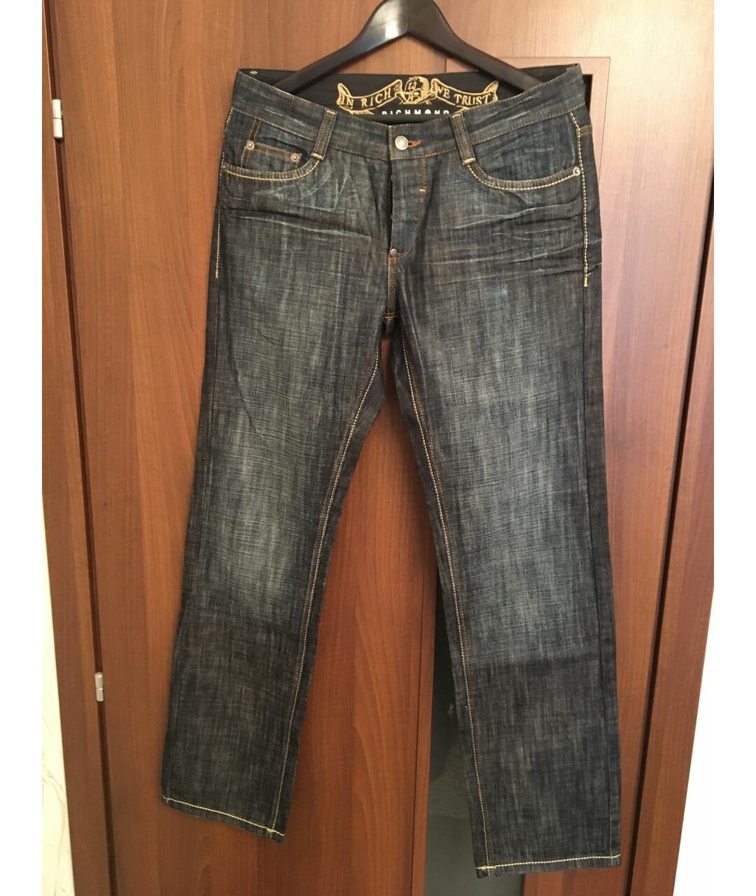 JOHN RICHMOND Серые хлопковые прямые джинсы, фото 5