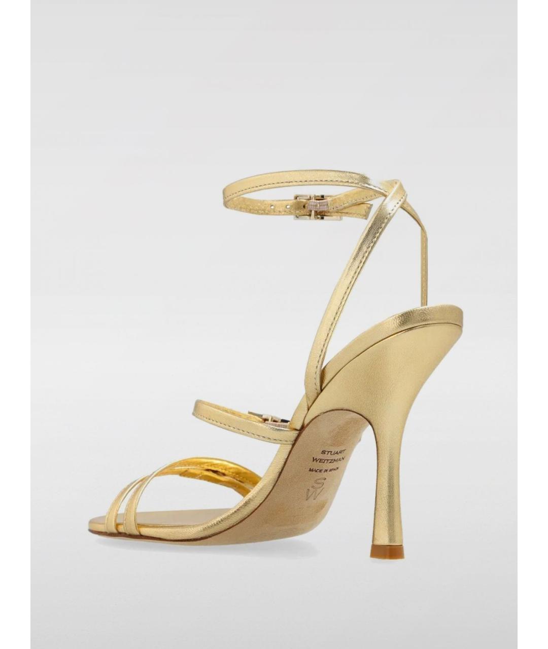 STUART WEITZMAN Золотые кожаные босоножки, фото 3