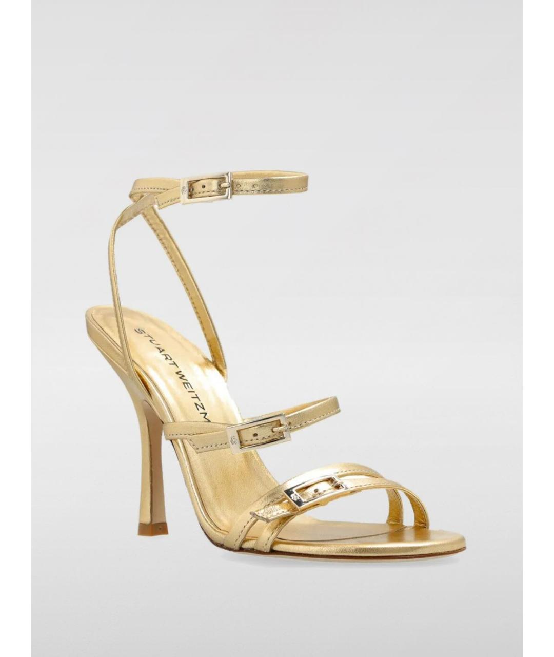 STUART WEITZMAN Золотые кожаные босоножки, фото 2