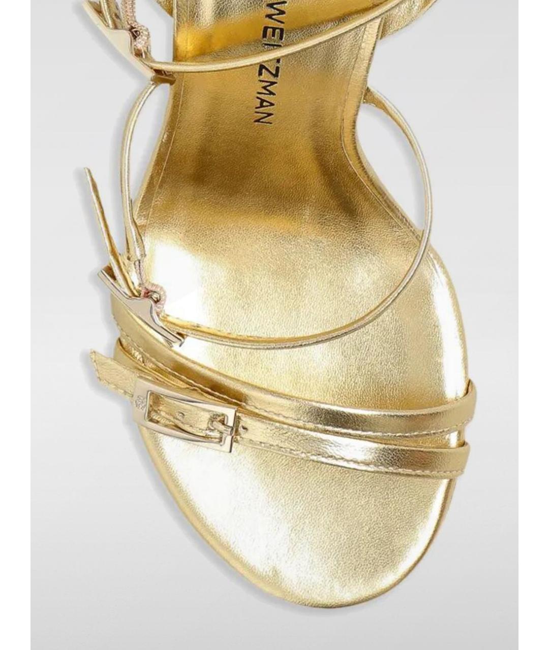 STUART WEITZMAN Золотые кожаные босоножки, фото 4