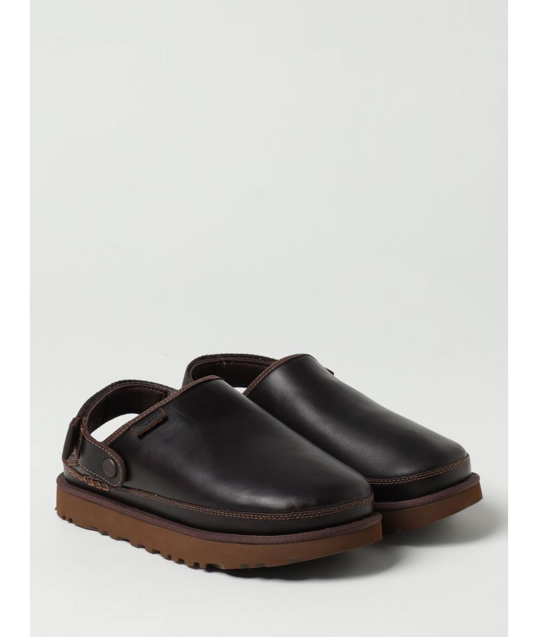 UGG AUSTRALIA Коричневые кожаные сабо, фото 2