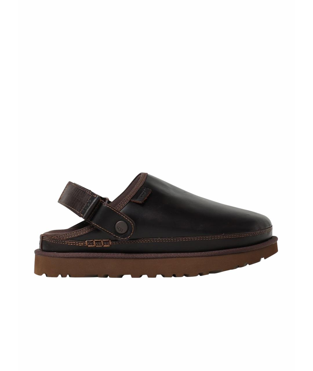 UGG AUSTRALIA Коричневые кожаные сабо, фото 1