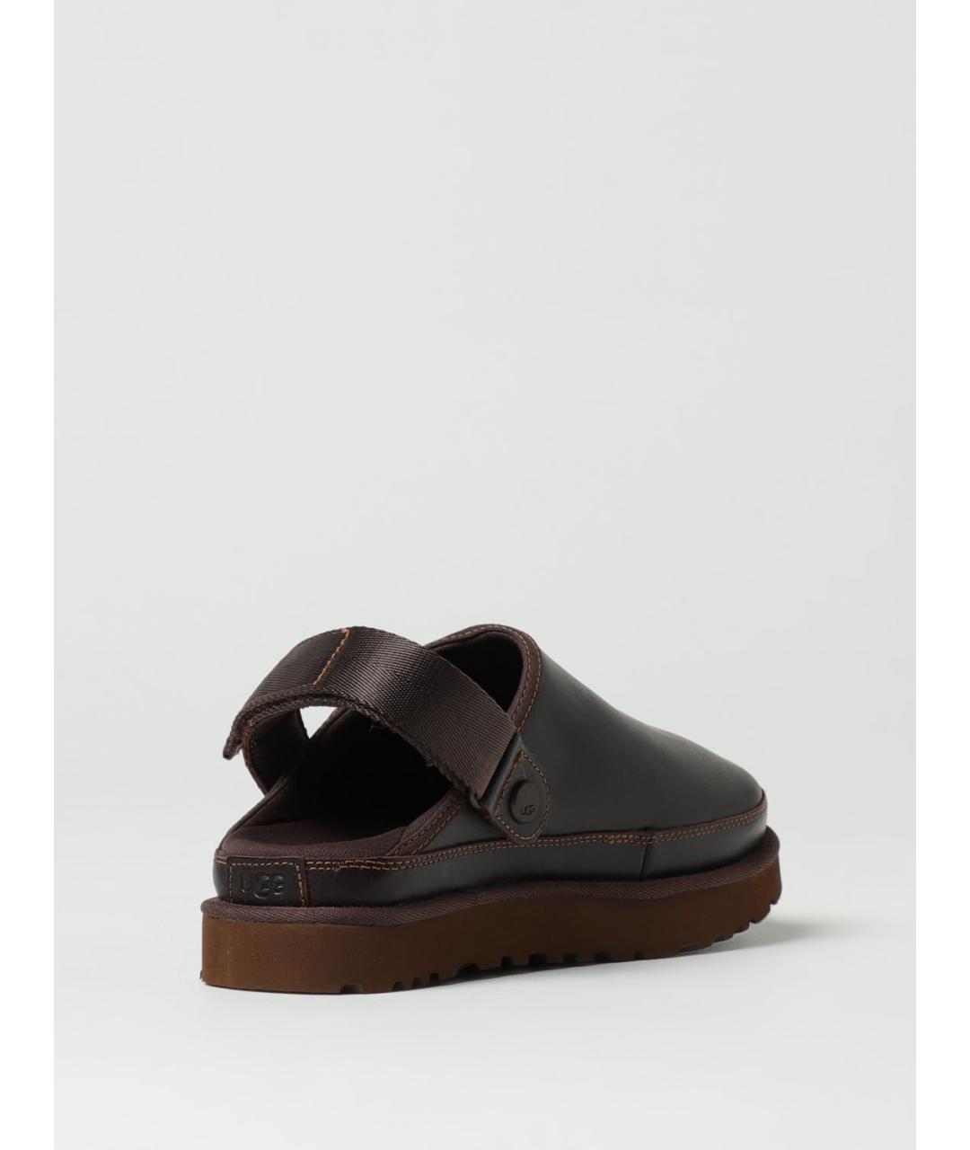 UGG AUSTRALIA Коричневые кожаные сабо, фото 3