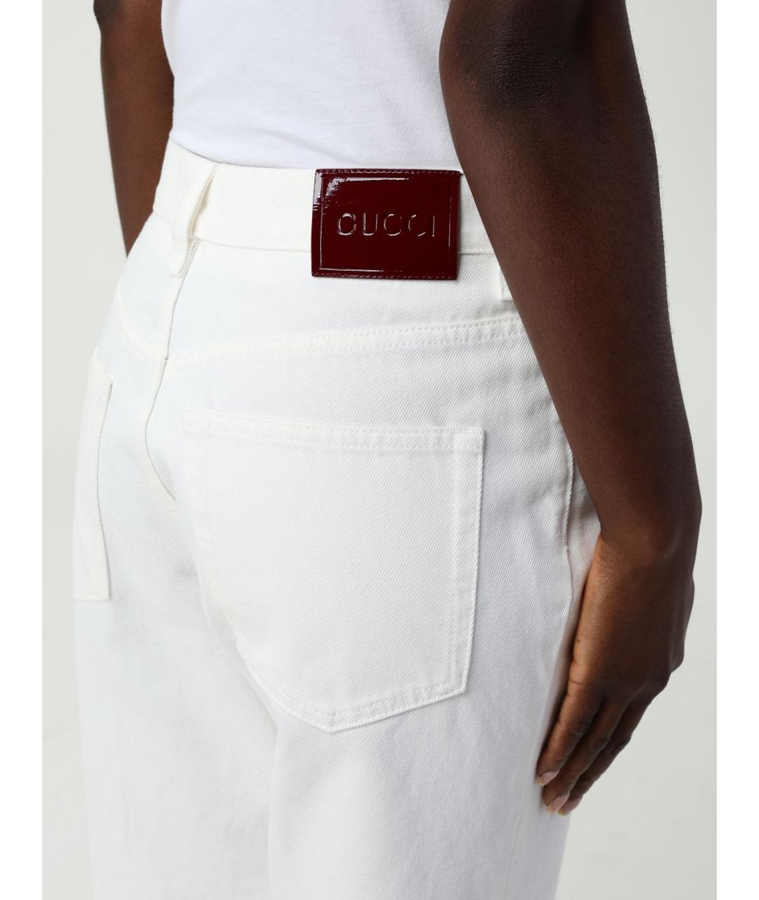 GUCCI Белые хлопковые прямые джинсы, фото 6