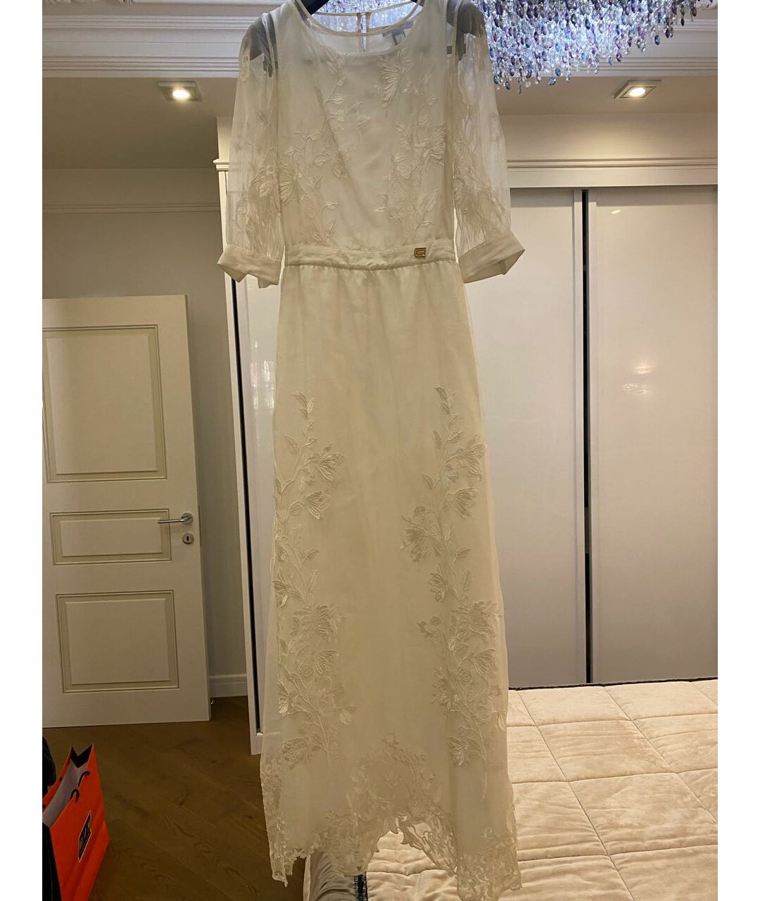 CAVALLI CLASS Белое вискозное вечернее платье, фото 4