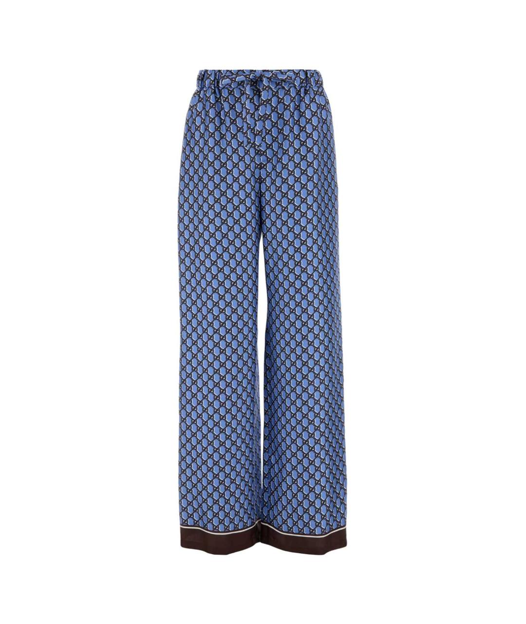 GUCCI Синие шелковые прямые брюки, фото 1