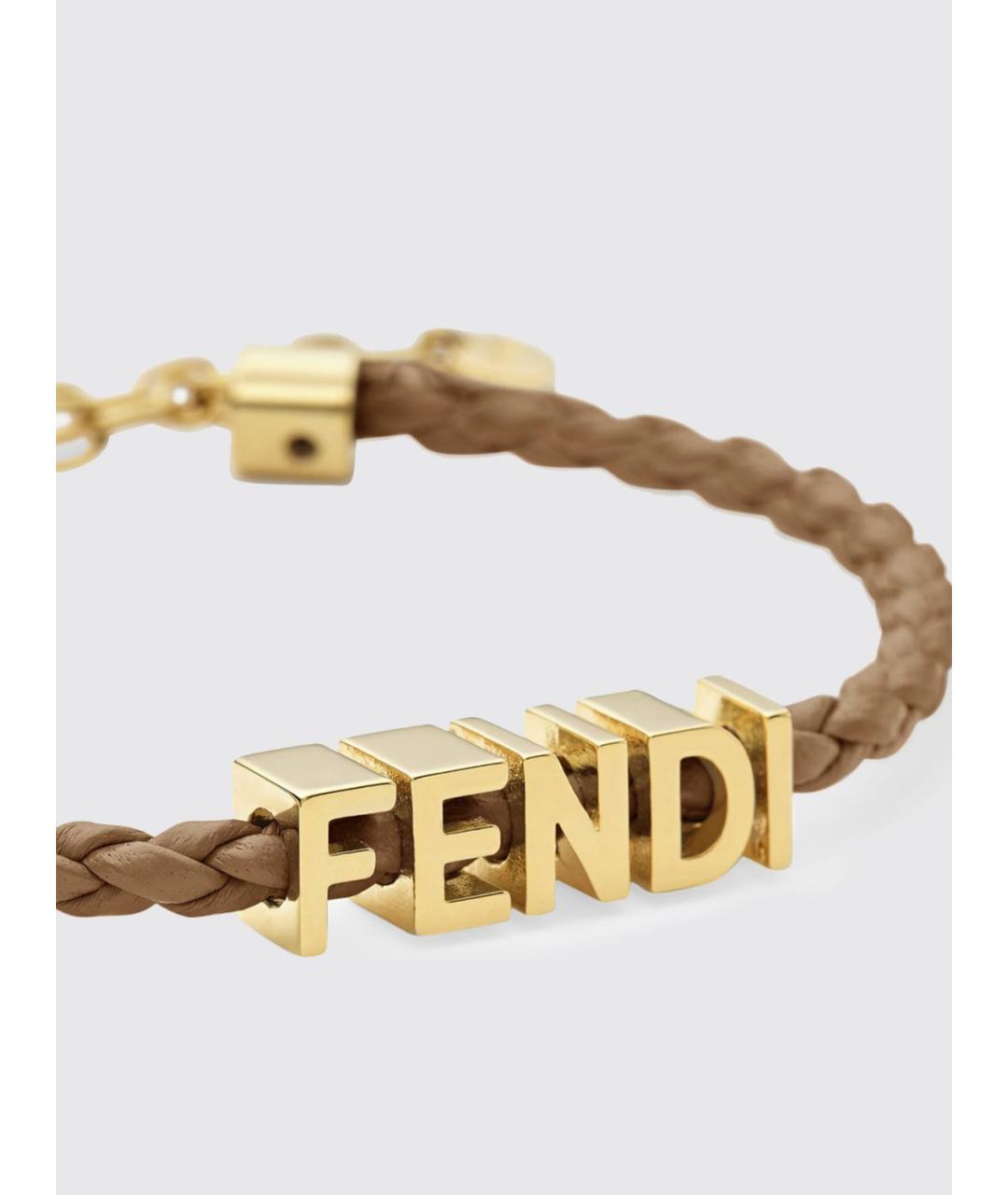 FENDI Коричневый кожаный браслет, фото 2