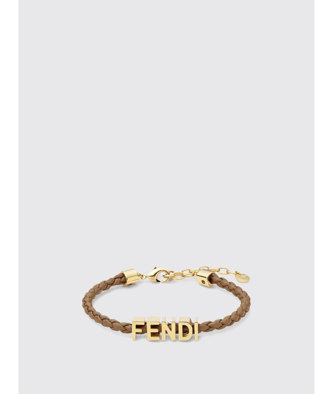 FENDI Коричневый кожаный браслет, фото 3