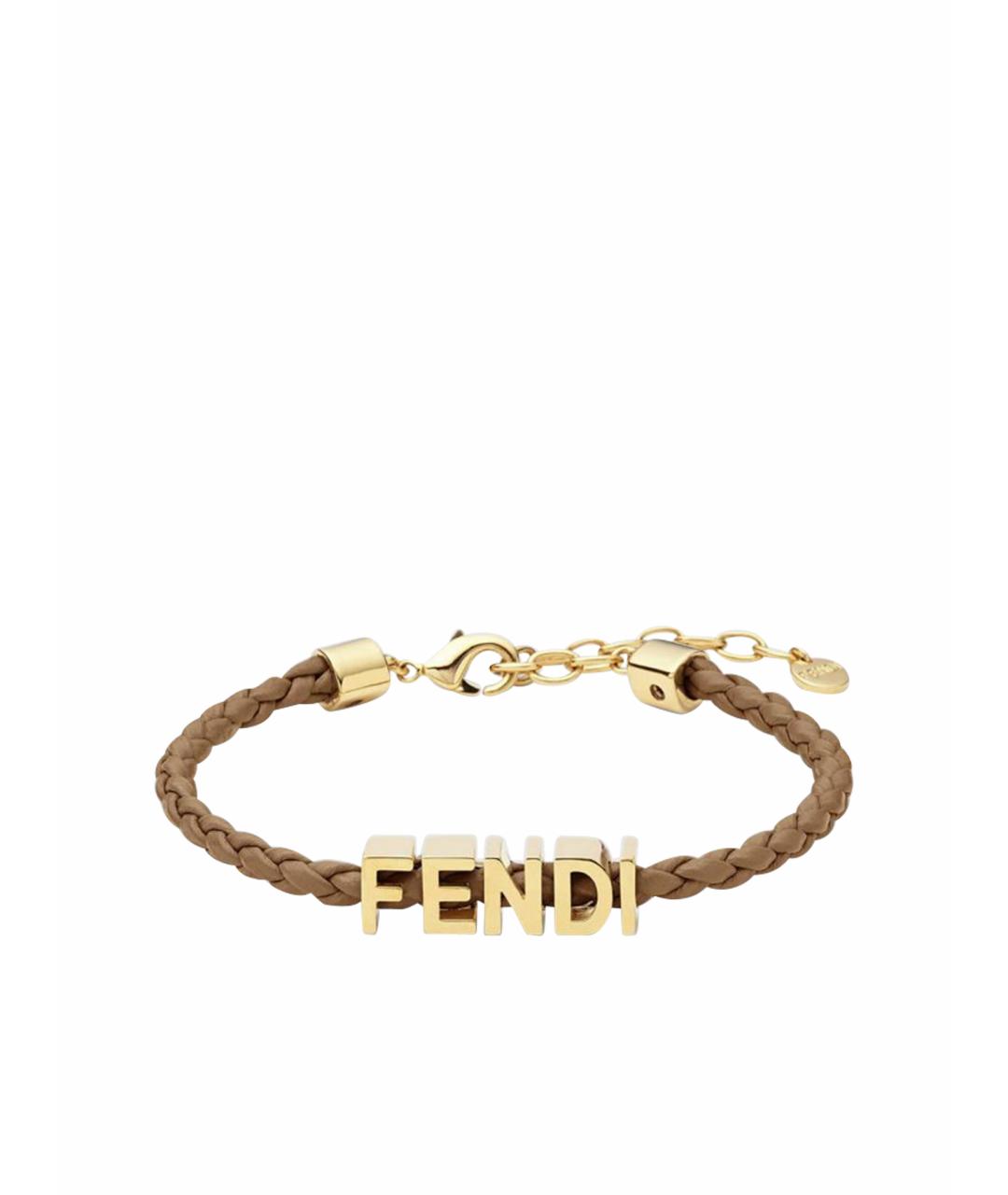FENDI Коричневый кожаный браслет, фото 1