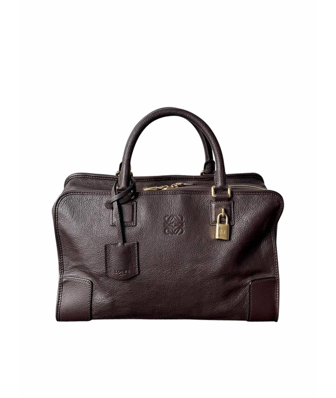 LOEWE Коричневая кожаная сумка с короткими ручками, фото 1