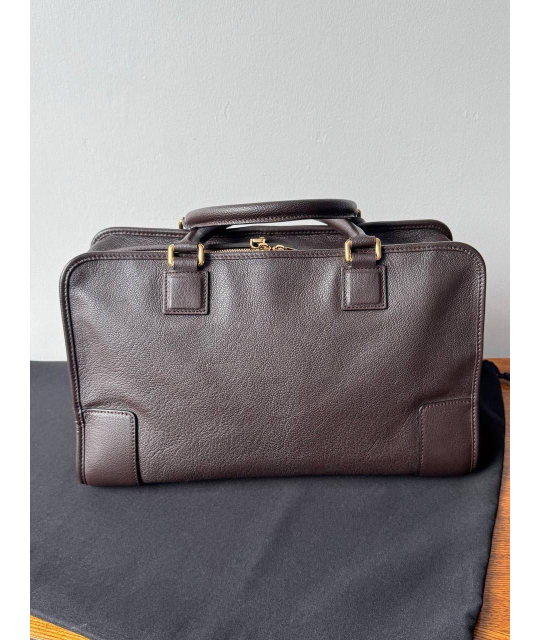 LOEWE Коричневая кожаная сумка с короткими ручками, фото 4