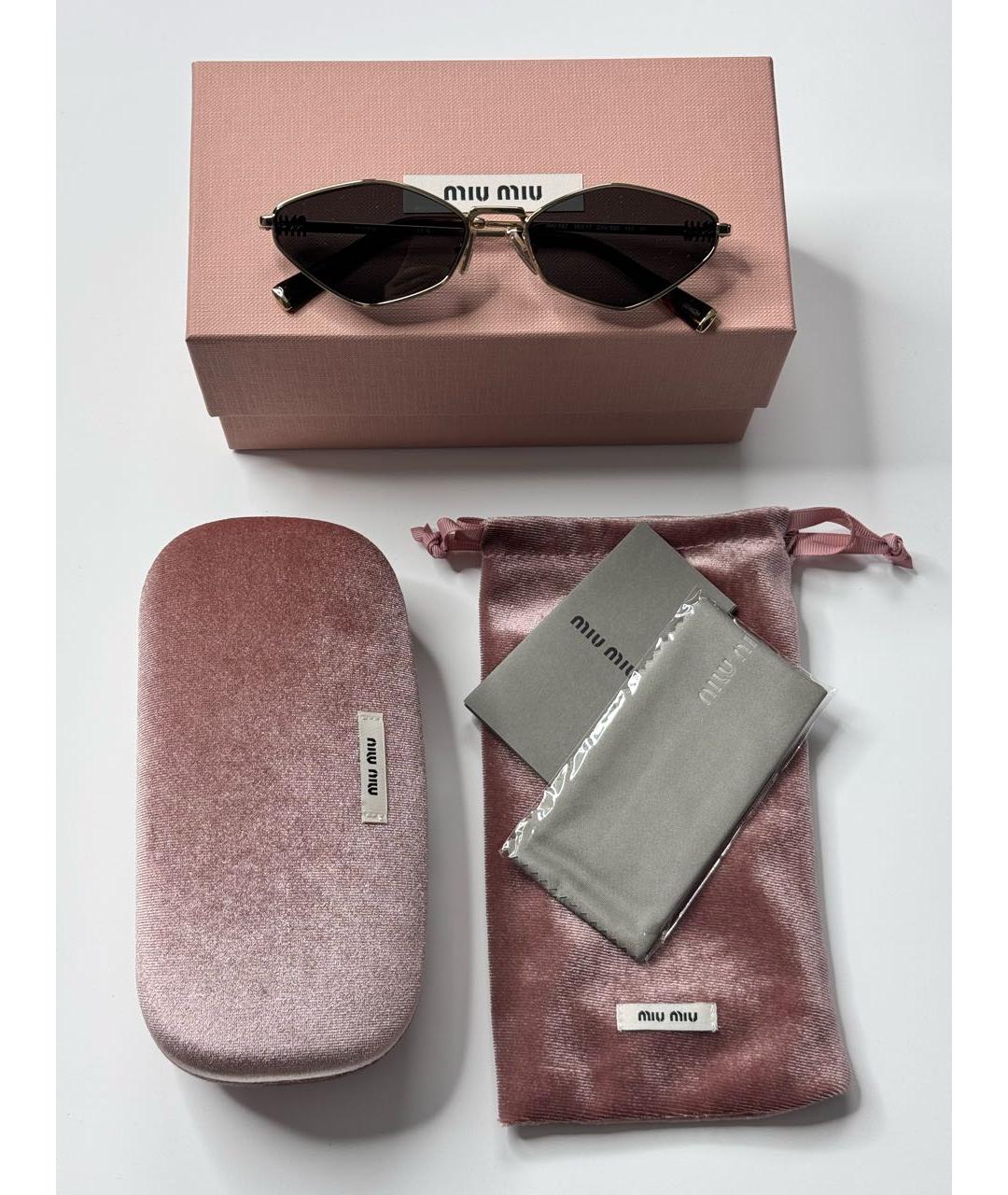 MIU MIU Серебряные металлические солнцезащитные очки, фото 2