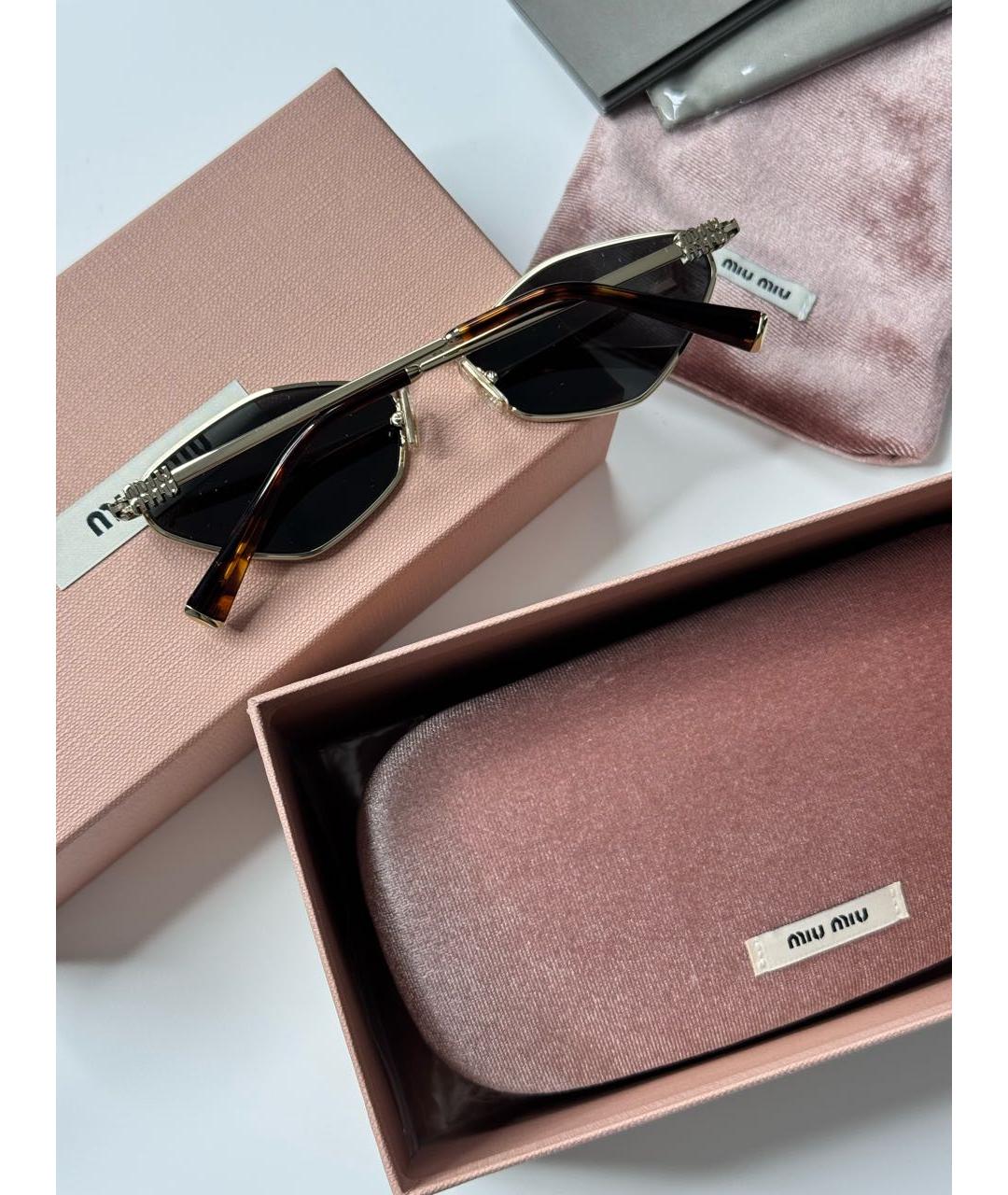 MIU MIU Серебряные металлические солнцезащитные очки, фото 4