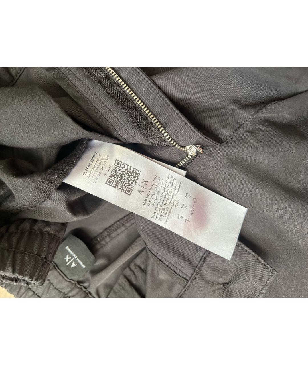 ARMANI EXCHANGE Антрацитовые полиэстеровые повседневные брюки, фото 4