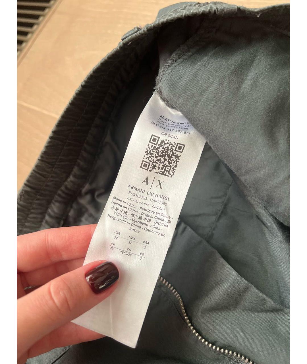 ARMANI EXCHANGE Хаки хлопковые повседневные брюки, фото 7