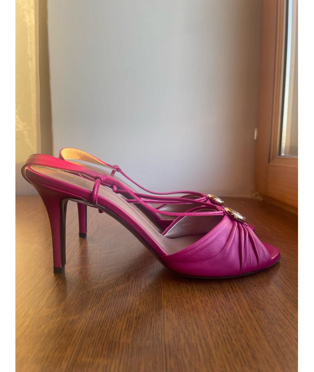 VERSACE Фуксия кожаные босоножки, фото 8