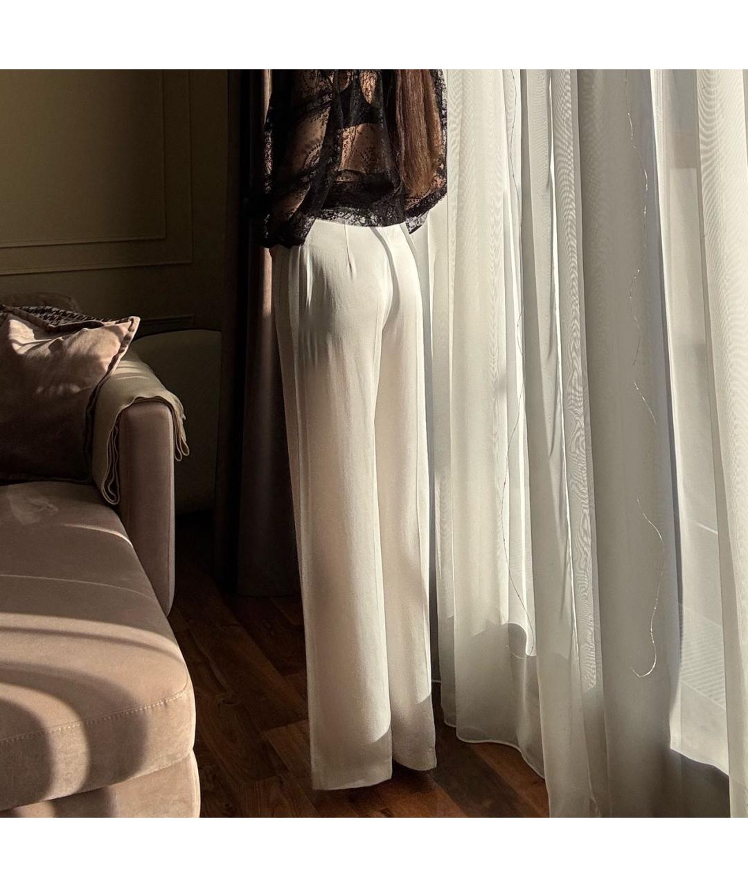 ALBERTA FERRETTI Белые креповые прямые брюки, фото 8