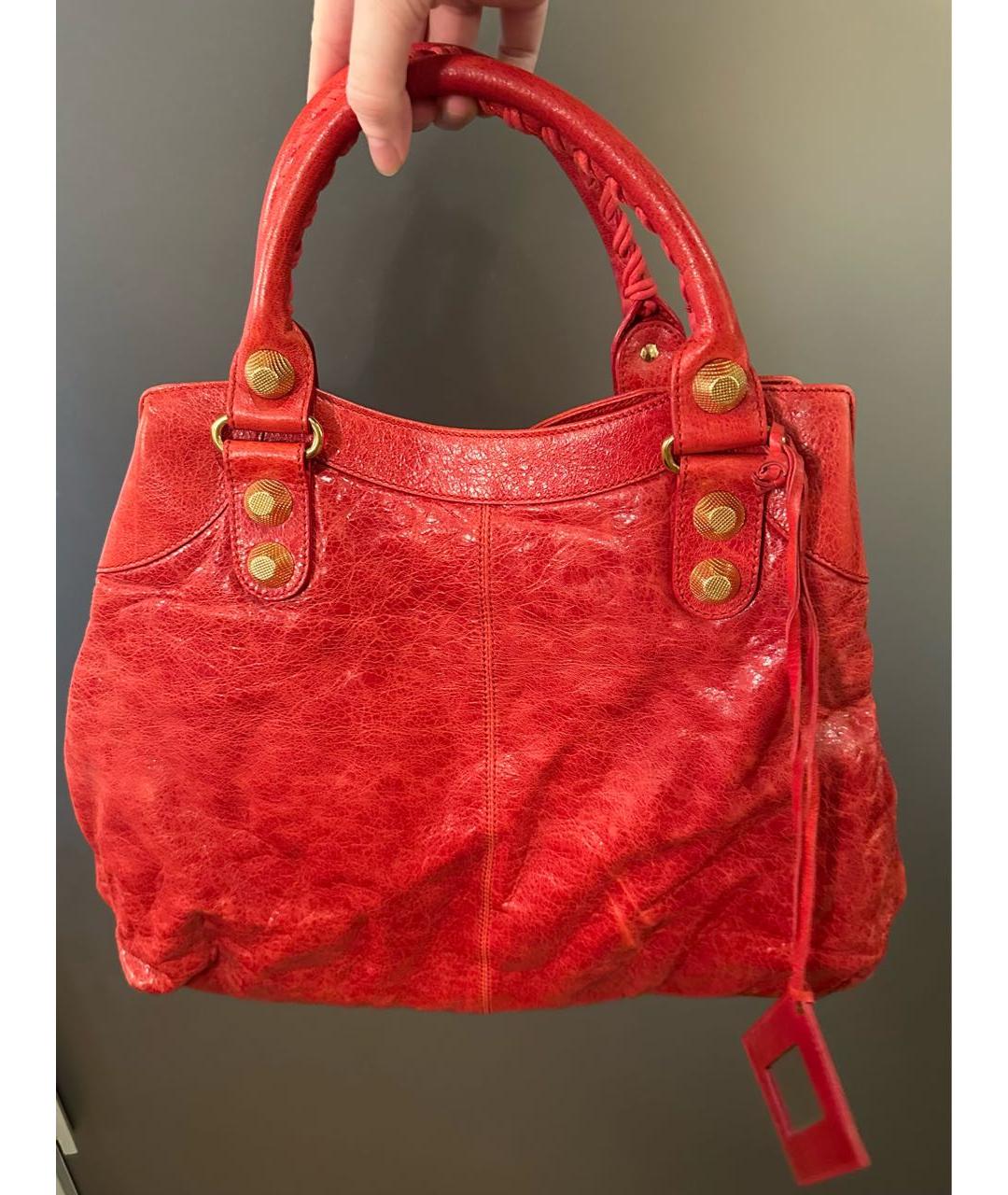 BALENCIAGA Красная кожаная сумка с короткими ручками, фото 4