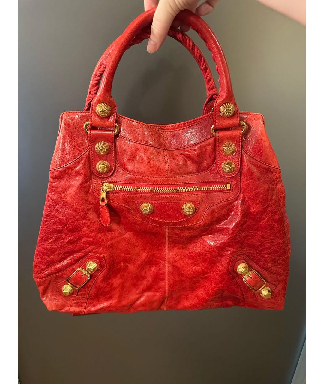 BALENCIAGA Красная кожаная сумка с короткими ручками, фото 2