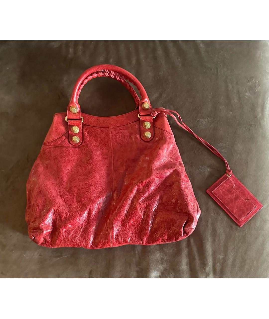 BALENCIAGA Красная кожаная сумка с короткими ручками, фото 6
