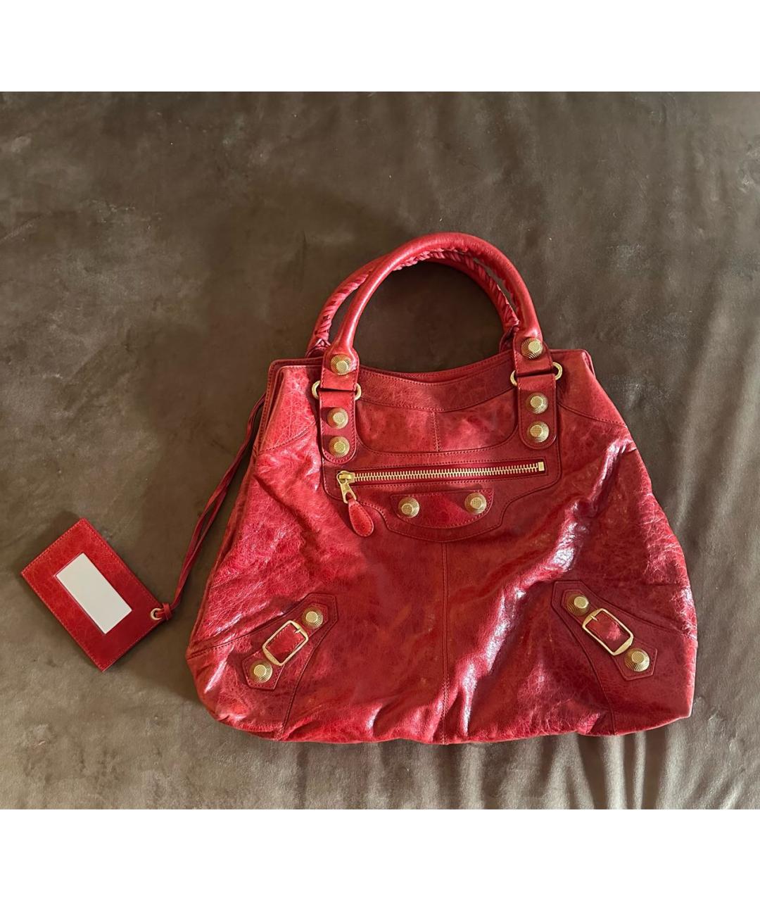BALENCIAGA Красная кожаная сумка с короткими ручками, фото 7