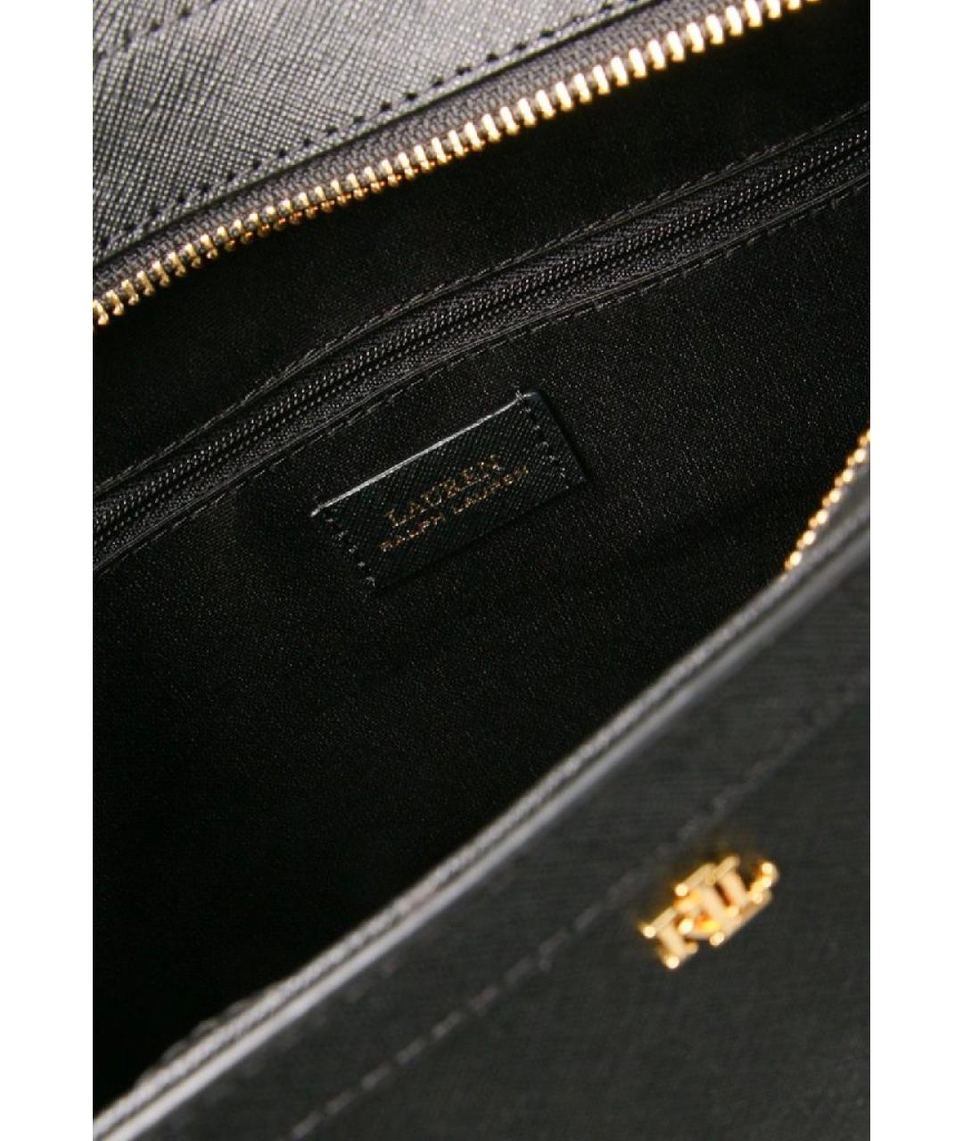 POLO RALPH LAUREN Черная кожаная сумка тоут, фото 3