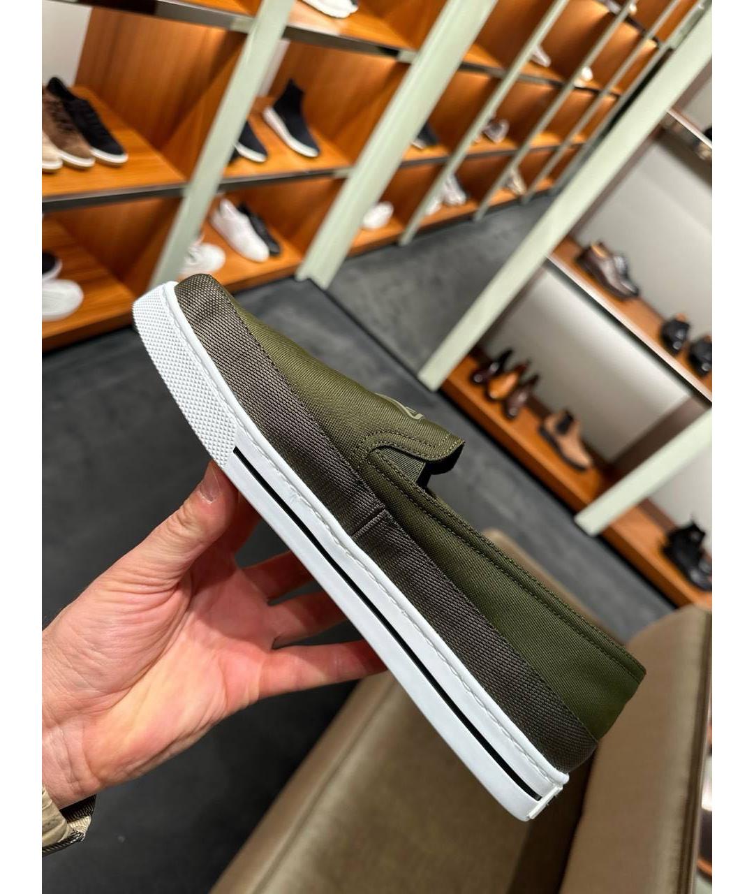 PRADA Хаки текстильные лоферы, фото 3