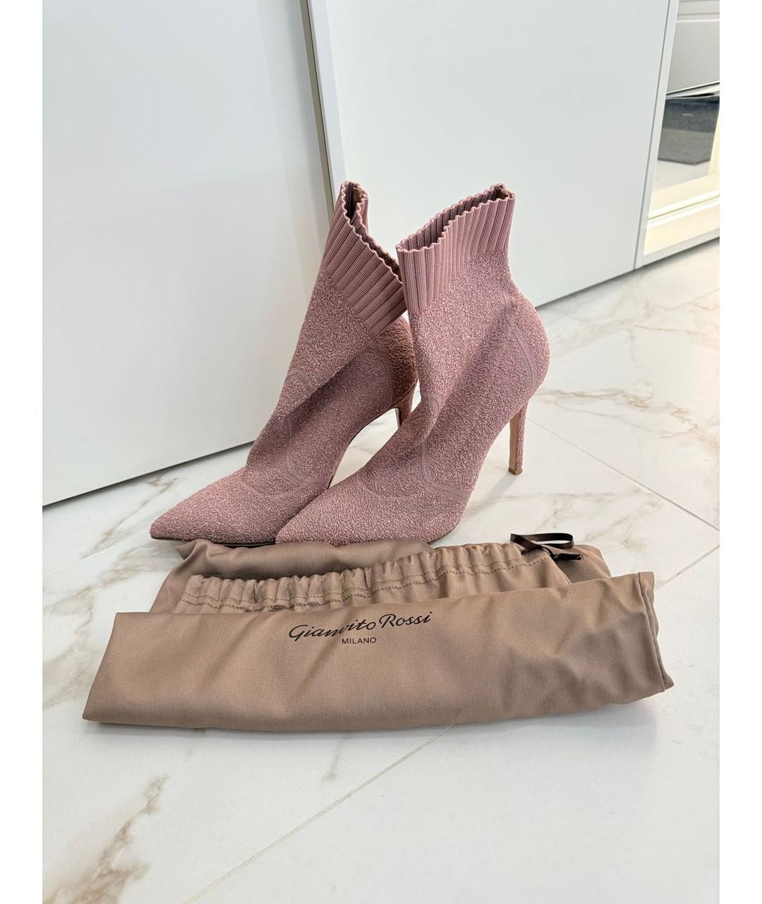 GIANVITO ROSSI Розовые текстильные ботильоны, фото 6