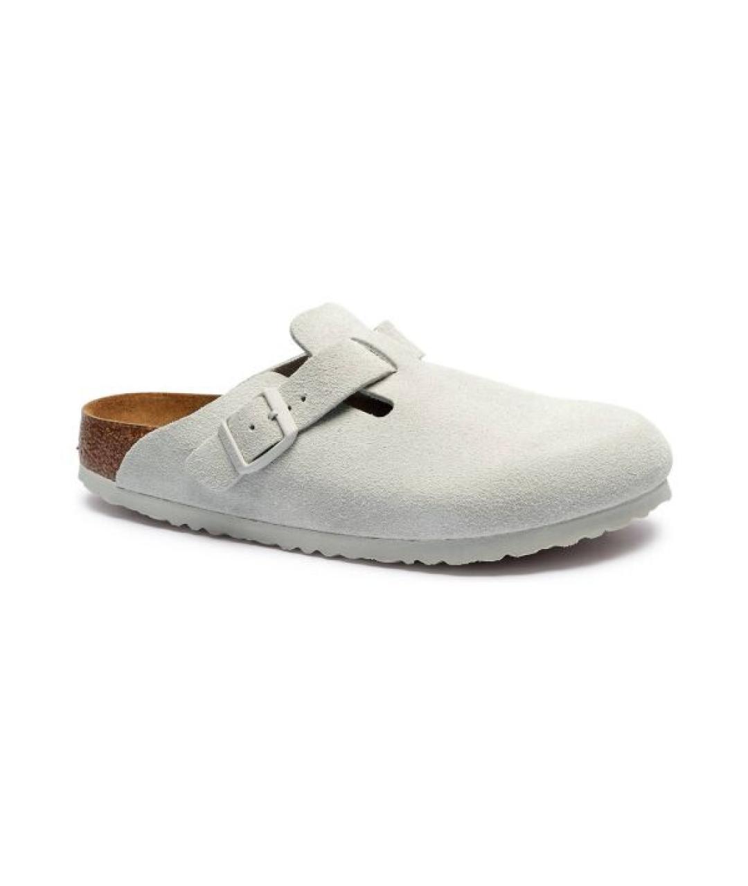 BIRKENSTOCK Серые кожаные сабо, фото 1