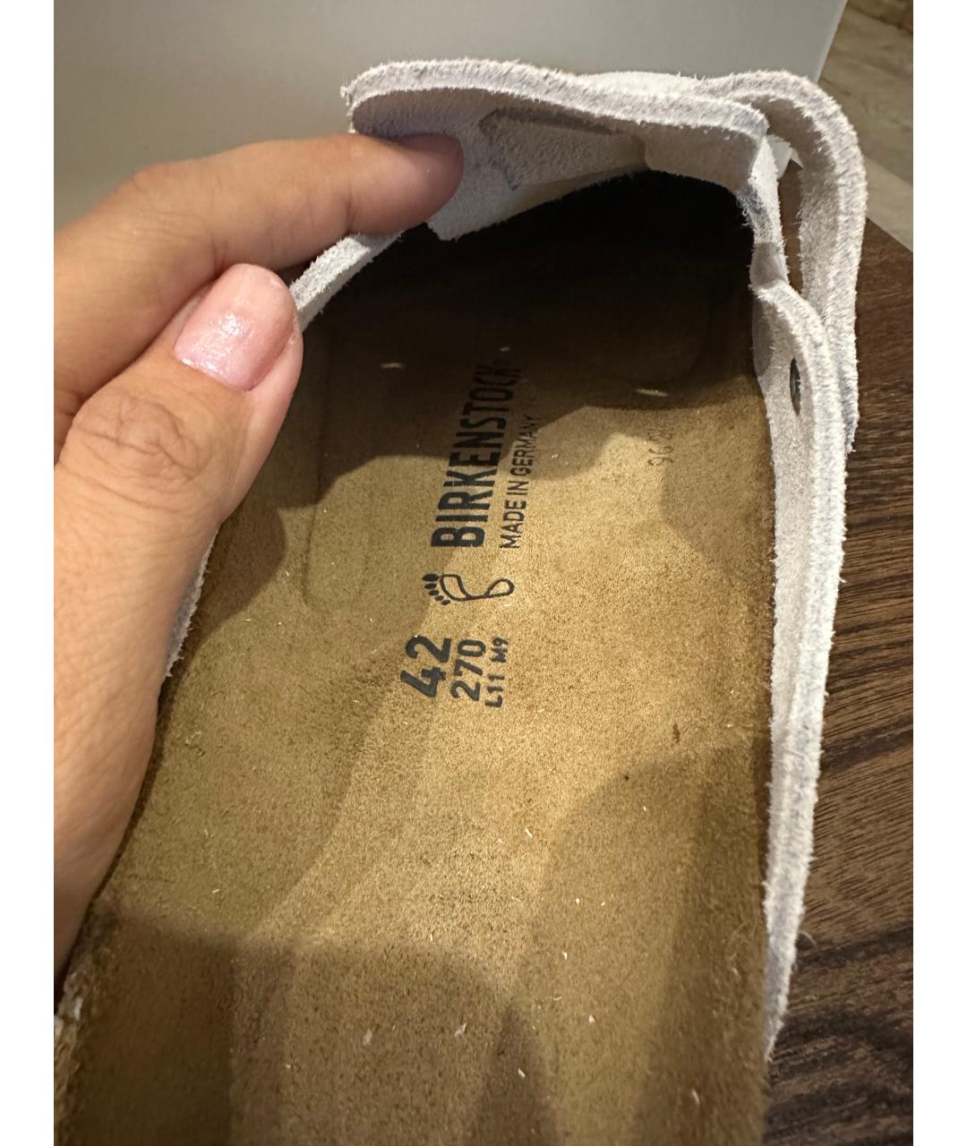 BIRKENSTOCK Серые кожаные сабо, фото 4