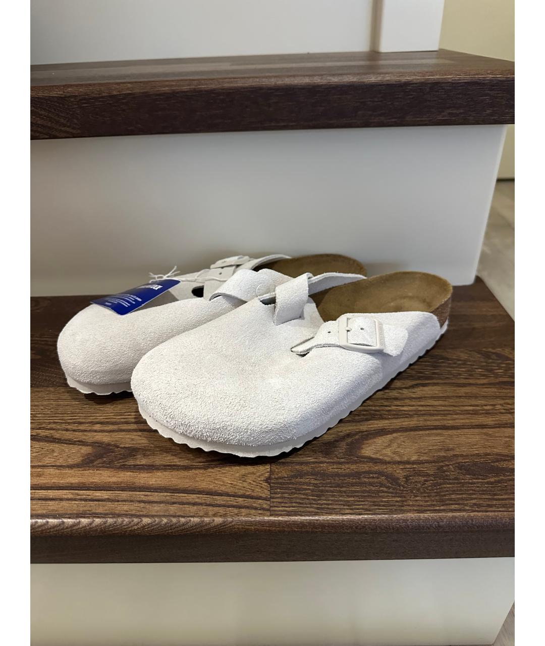 BIRKENSTOCK Серые кожаные сабо, фото 2