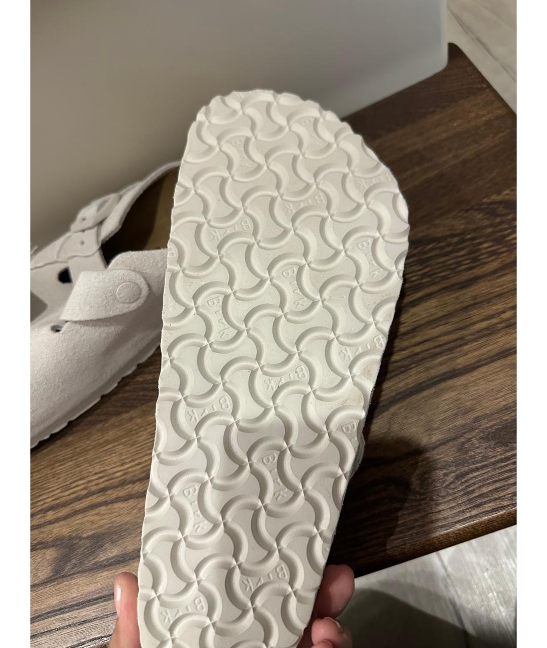BIRKENSTOCK Серые кожаные сабо, фото 3