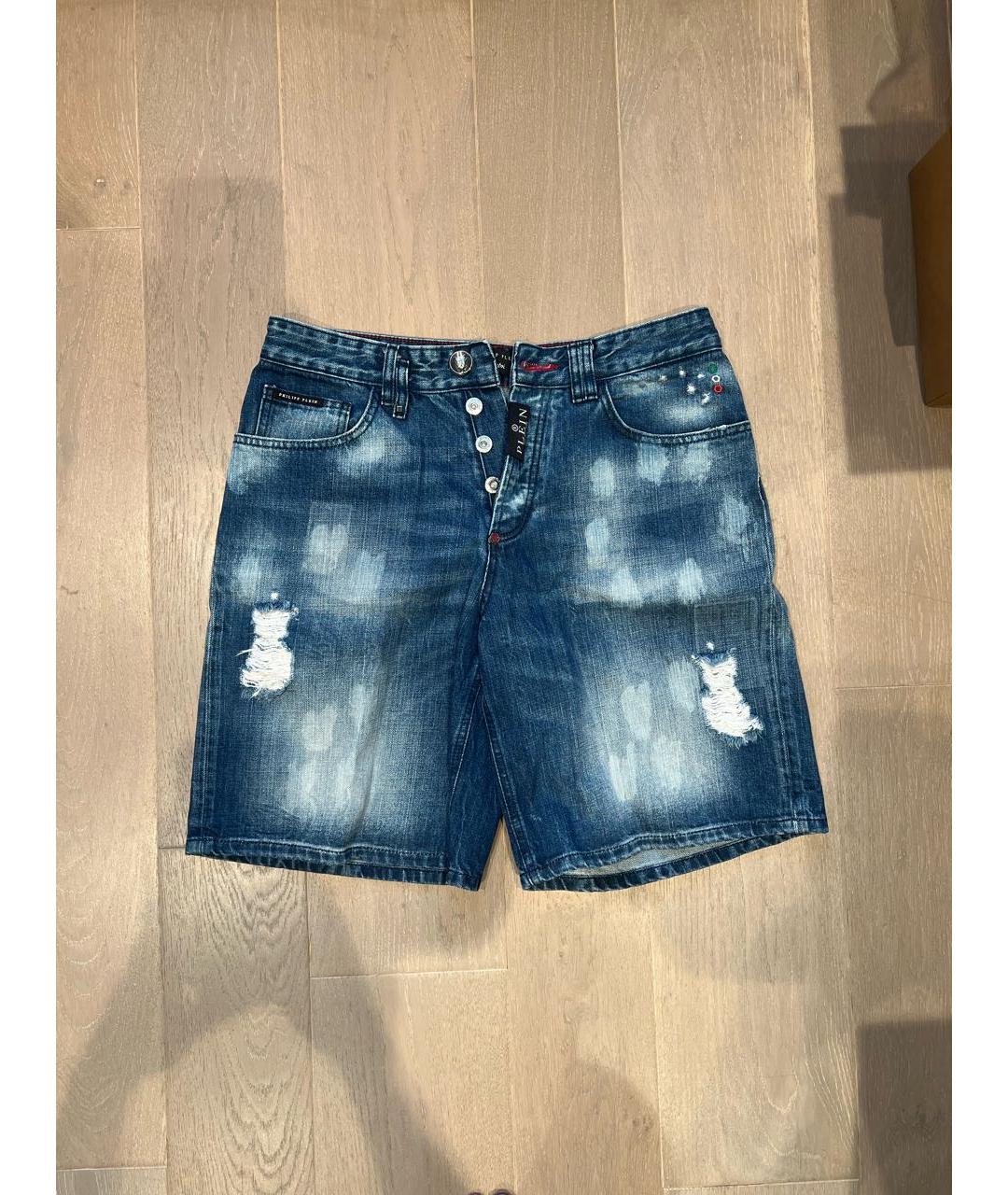 PHILIPP PLEIN Синие деним шорты, фото 5