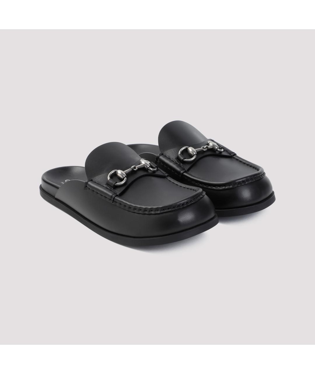 GUCCI Черные кожаные шлепанцы, фото 4