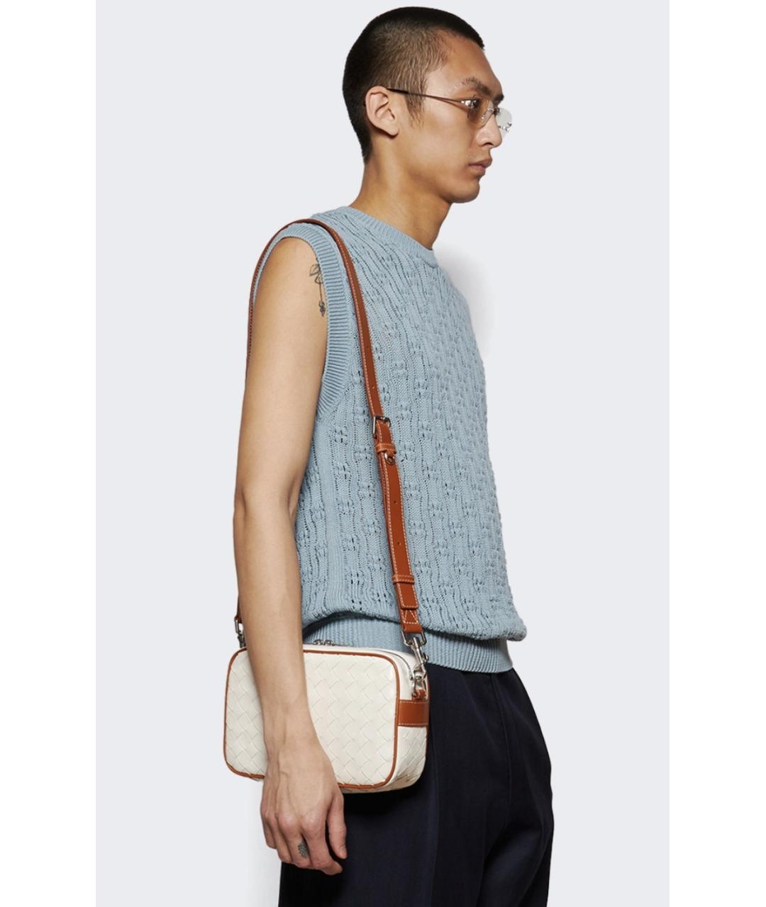 BOTTEGA VENETA Белая кожаная сумка на плечо, фото 2